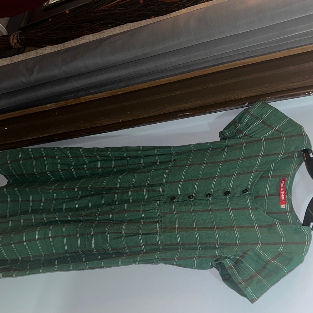 Green Plaid Midi Dress